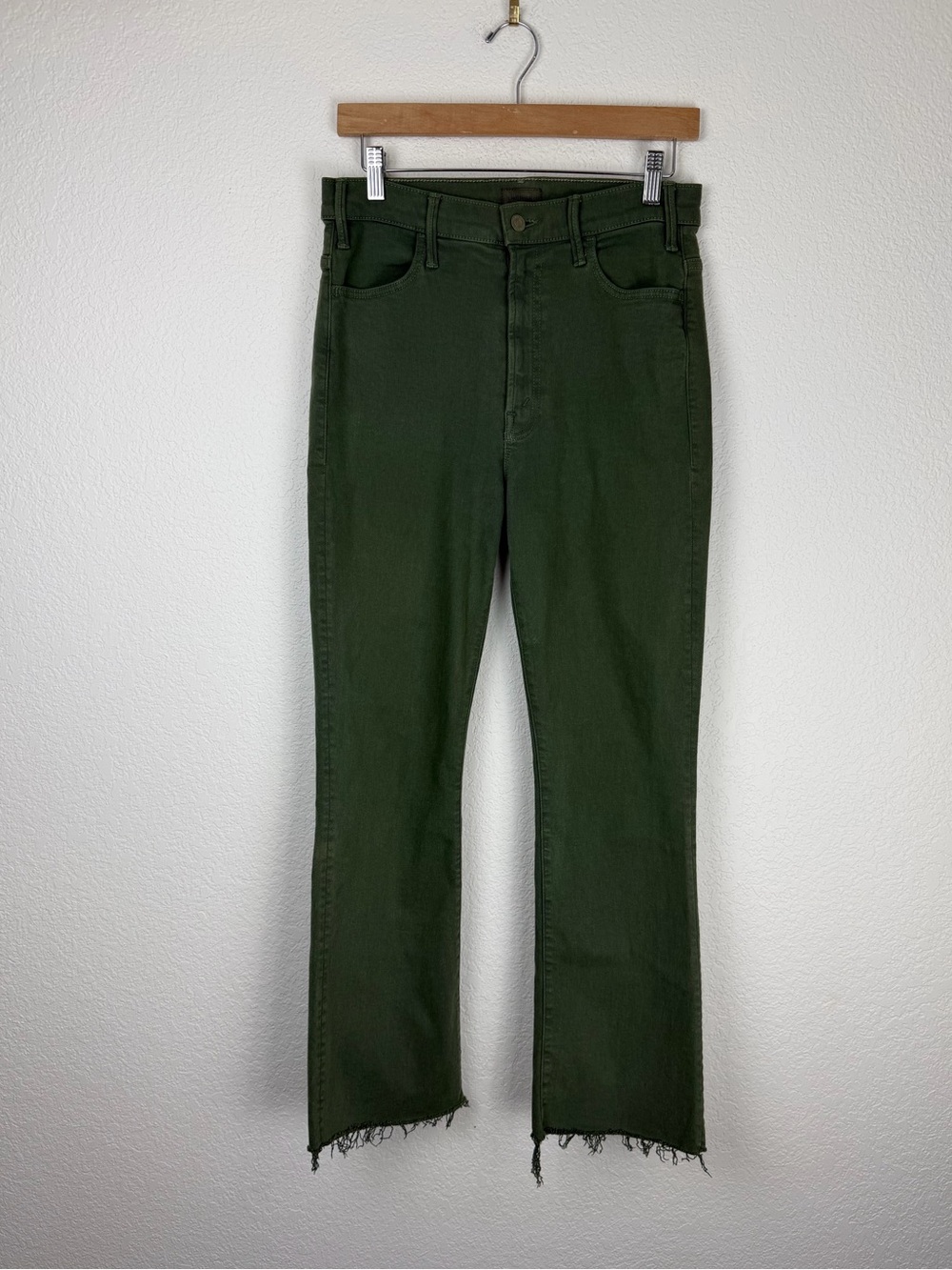 MOTHER Jeans The Hustler Ankle Fray in Dark Olive Green 28 - Picture 3 of 15
